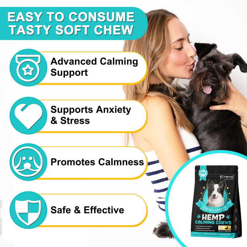 Calming Chews for Dogs(Chicken 60PCS),100% Natural Ingredients Dogs Calming Treats,Helps Dog Anxiety & Stress Relief, Separation and Barking,for All Breeds & Sizes 4.7oz(132g) Chicken