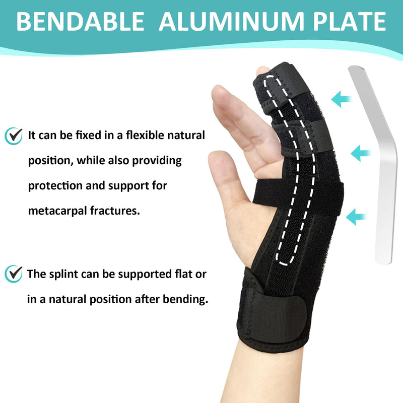 Metacarpal Finger Splint Hand Brace - Pinky Ring Finger Immobilizer For Boxer Fractures -Fit for Both Left or Right Hand (Medium) Medium