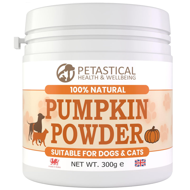 Pumpkin Powder for Dogs & Cats, 100% Natural Fibre Food Topper and Tasty Treat Rich in Prebiotics for Digestive Gut Health, Loose Stools, Made in UK (300g)