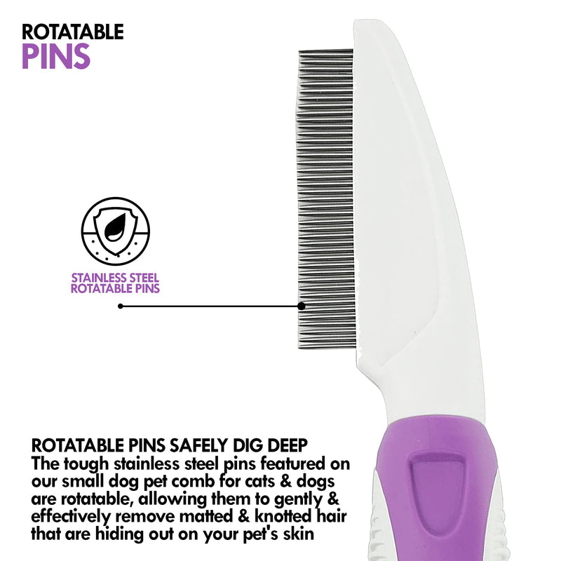 Pet Comb to Comb your Dogs,Cats,Poodles Hair- Rotatable Pins, Easy to Use, Slip Proof- Best Dog Comb for grooming your Dog - BeesActive Australia