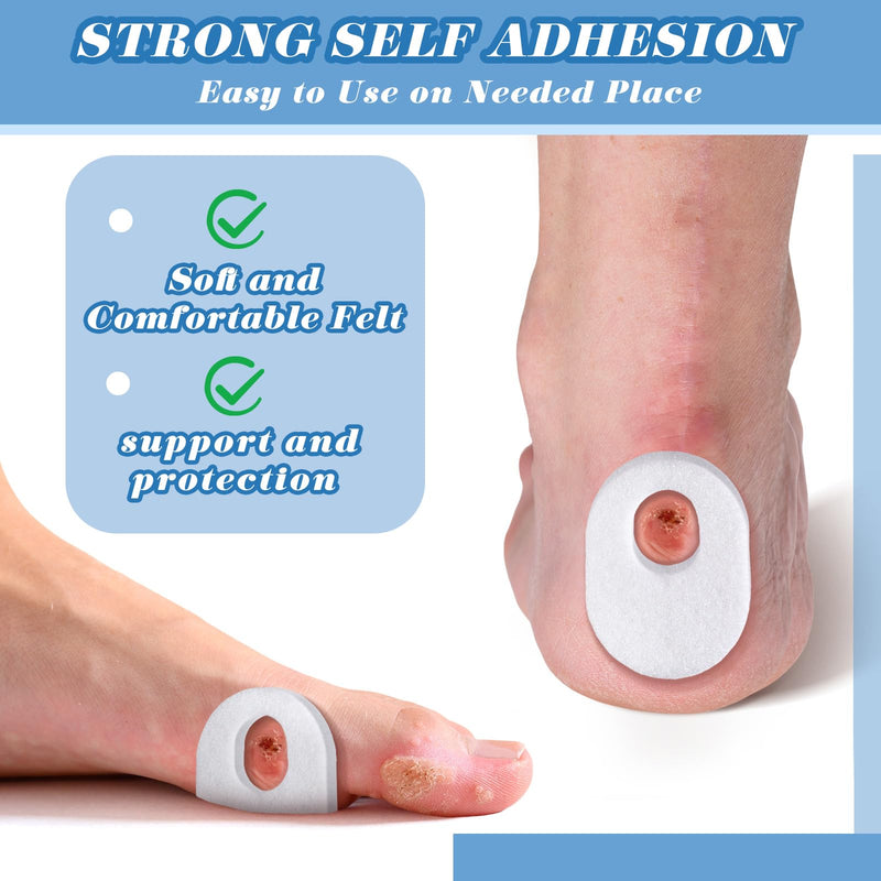 WILLBOND 48 Pack Callus Pads Soft 1/4" Thick Oval Shape Corn Pads 1/8" Felt Callus Cushions Adhesive Corn Protectors for Men Women Feet Toes Pain Relief(White, 1/4 Inch) White - BeesActive Australia