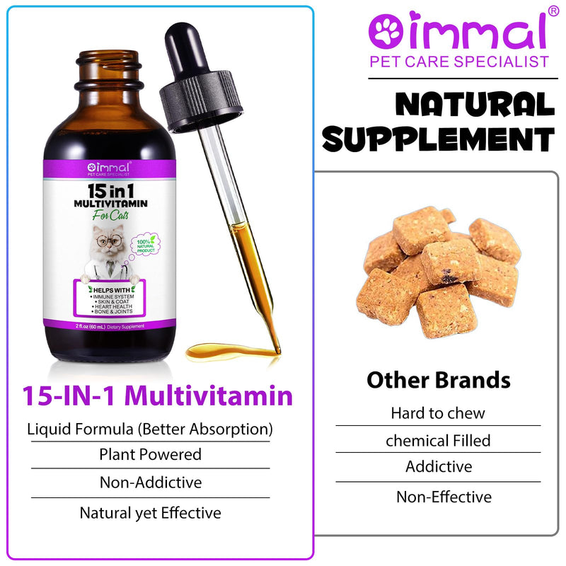 15-in-1 Cat Multivitamin Drops, Vitamins and Supplements for Cats - Liquid multivitamins for cats support immune health, hip and joint health - BeesActive Australia