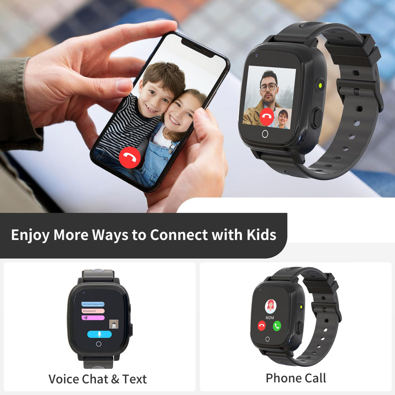 Toloso Kids Watch with GPS Tracker, Kids Smart Watch Boys with Phone & Video Call Voice Chat SOS Camera Alarm Pedometer Stopwatch Calculator Flashlight GPS Tracker Gifts for Kid Age 5-12(Black) Black - BeesActive Australia