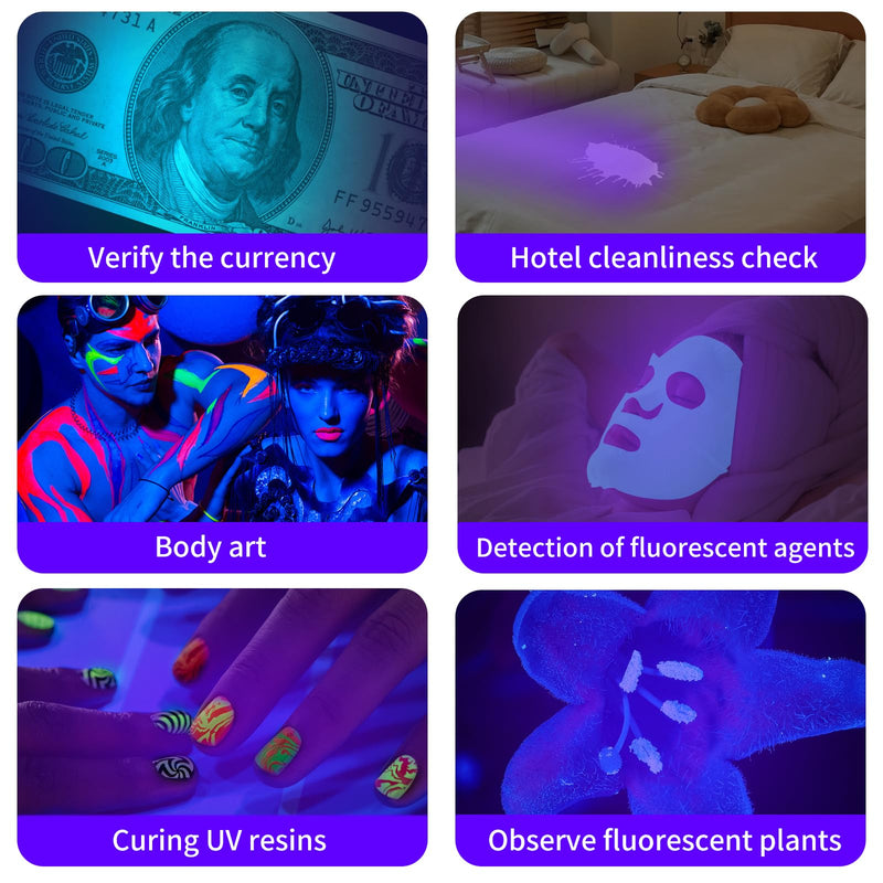 UV Flashlight Black Light, 5 Pack 9 LED 395nm Ultraviolet Blacklight Flashlight, Mini Portable Torch Light Pet Urine Detector for Dog/Cat Urine, Dry Stains, Bed Bug(15x AAA Batteries(Red)) Red - BeesActive Australia