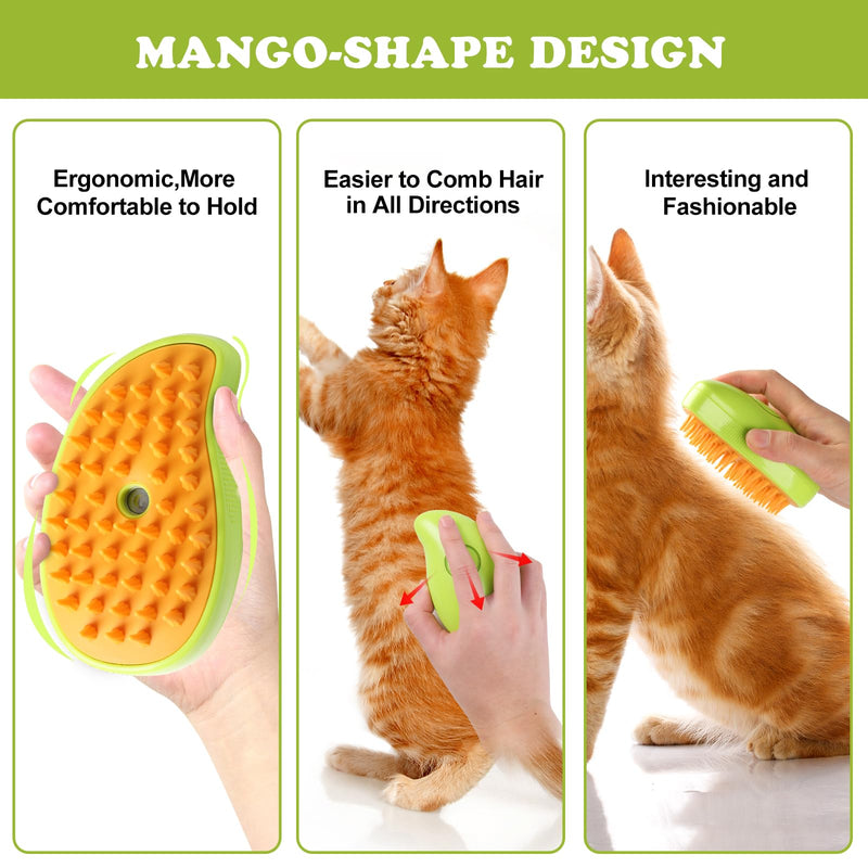 Cat Hair Steam Brush for Shedding, Cloud Care Cat Brush, Water Brush for Dogs Spa, Spritz Defur Comb, Steamy Pet Brush, Steaming Brush Steamer, Cepillo de Vapor para Gatos Perro, Spray Comb Mist Brush Green - BeesActive Australia