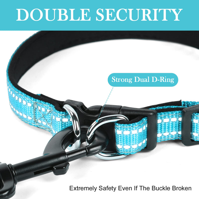 AUAUY Reflective Dog Collar, Adjustable Breathable Dog Collar, Soft Padded Neoprene Nylon Dog Collar with Double D-Ring and AirTag Case for Small Medium Large Dogs (Blue-S) Blue S(11.4-17.7"/29-45cm) - BeesActive Australia