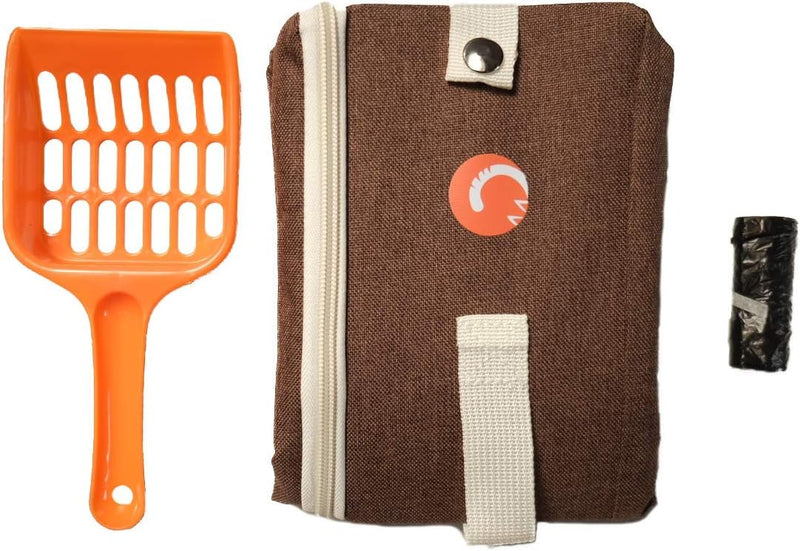 Travel Cat Littler Box | Waterproof Lining | Zipper | Travel Set of 3, Folding Case, Poop Bags & Scooper, Small