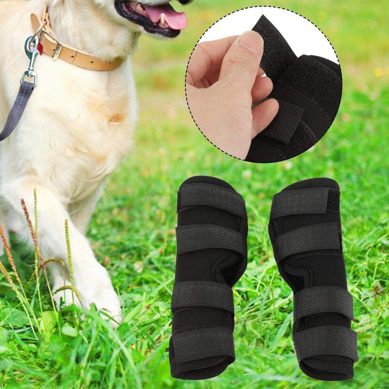 Fdit 1 Pair Dog Hind Leg Brace Pet Surgical Injury Bandage Wrap Heal Wound Protector(#1) Black