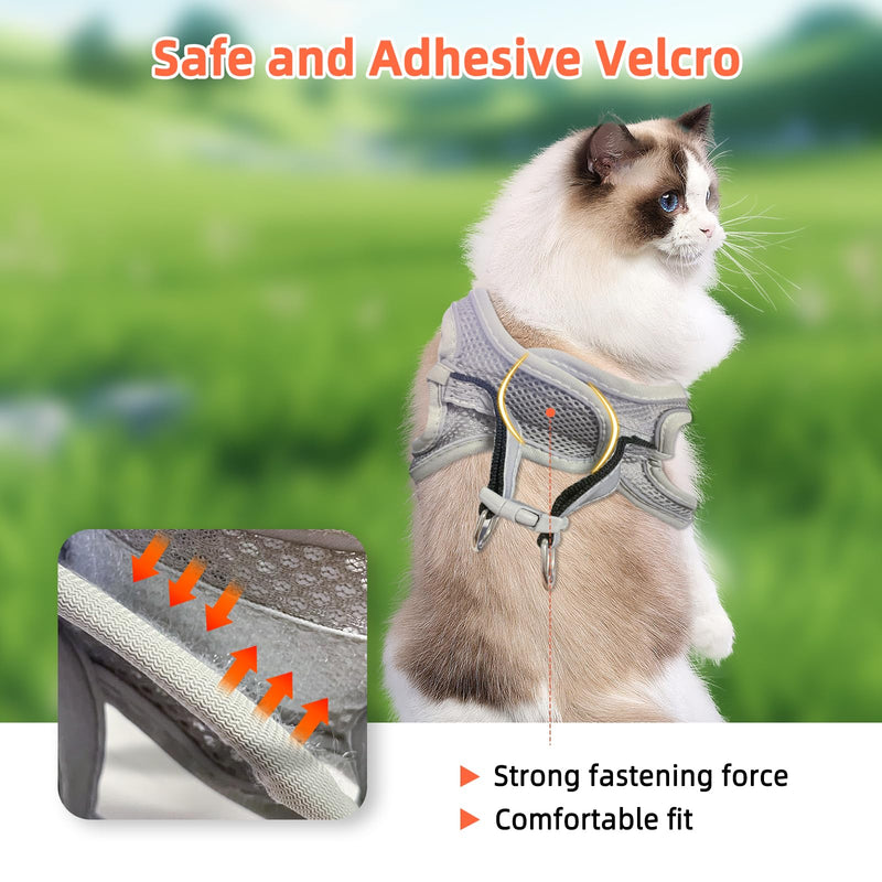Adjustable Cat Harness Set with Leash, Soft Harness Cat Harness with Reflective Strips Leash Escape-Proof Breathable Cat Leash with Harness for Cats M & S Black - BeesActive Australia