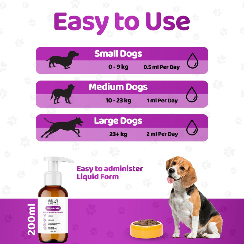 Liquid Supplement for Aging Dogs - Comprehensive Joint & Cognitive Support - Hip & Joint Care Supplements - Non-GMO & Vegan-Friendly-200ml