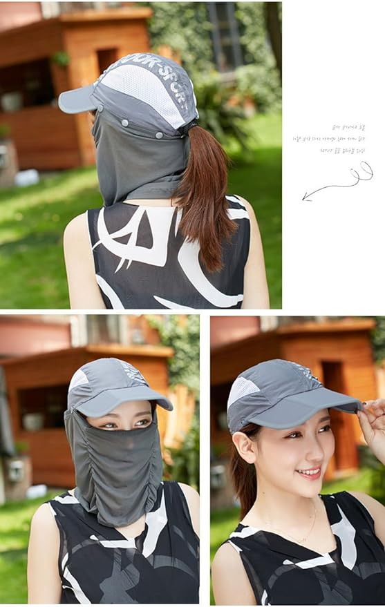 Yokiyo Sun Hat, Face Mask, Neck Cover, Large, Thin, Clean, Face and Neck, Sun Protection, UV Protection, Sun Protection, Women's, Outdoor, Folding - BeesActive Australia
