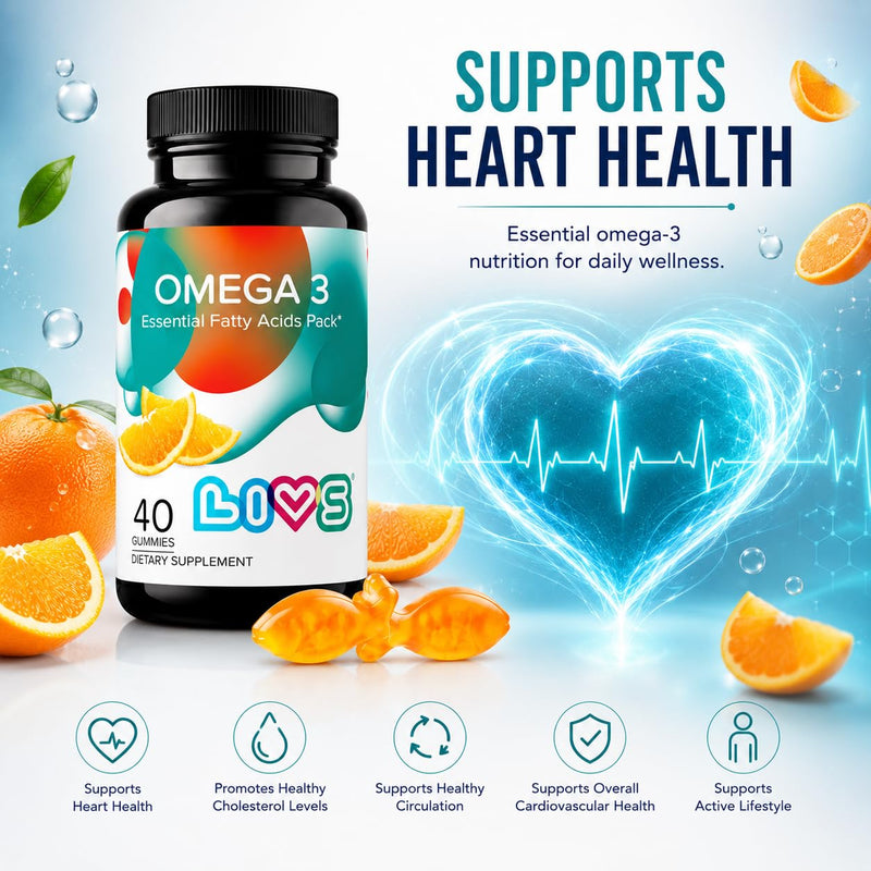 LIVS Vegan Omega 3 Gummies – Plant Based Omega 3 6 9 from Flaxseed Oil – Heart Health, Brain Function, Joint & Eye Support – No Fishy Aftertaste – Non-GMO, Pectin-Based, Kosher & Halal – 80 Count Omega 3 - Adults 40 Count (Pack of 2)