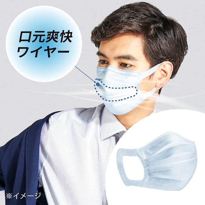 Elleair Hyper Block Mask, Stuffiness, Refreshing Color, Ice Blue, Regular Size, 30 Pieces, PM2.5 Compatible -  Australia