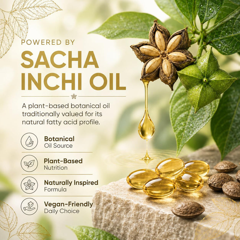 Athera Sacha Inchi Oil Capsules, with Vitamin D3, Plant-Based Omega-3 Softgels for Skin, Joint & Daily Wellness Support, Vegan, Gluten-Free, Easy to Swallow, 90 Count 1 2