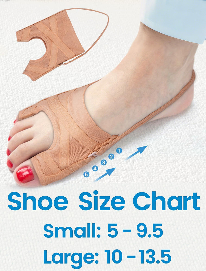 Bunion Corrector for Women & Men, Breathable Toe Straightener for the Thumb and Little Toe, Comfortable & Adjustable for Day/Night Use, Bunion Relief Splint(1 Pair) Beige Small - BeesActive Australia