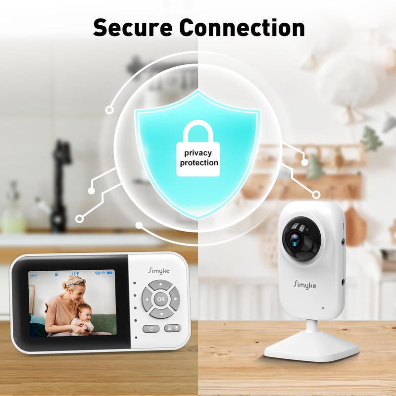 Upgrade Video Baby Monitor with 2 Cameras and Audio 2.8" Screen, Night Vision, APP, 2 Way Talk, 1200ft Long Range, Feeding Clock, Temperature Detection, Portable Wireless Baby Cam Home Use - BeesActive Australia
