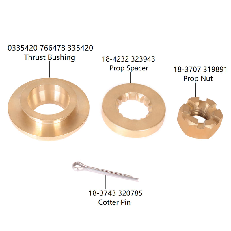 Boat Engine 0335420 766478 335420 Thrust Bushing, 0323943 777998 Spacer, 0319891 778000 Prop Nut, 0320785 Cotter Pin for Evinrude Johnson OMC BRP 20HP 25HP 30HP 35HP, 0175268 Propeller Hardware Kits - BeesActive Australia