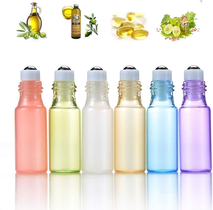 Pinkiou Roll-on Containers, Roll-on Bottles, Perfume/Essential Oils, Blackout Bottles, Refill Bottles, Essential Oils Bottles, Aroma Oils, Divided Oils, Travel, Portable, 5ml, Set of 6 - BeesActive Australia