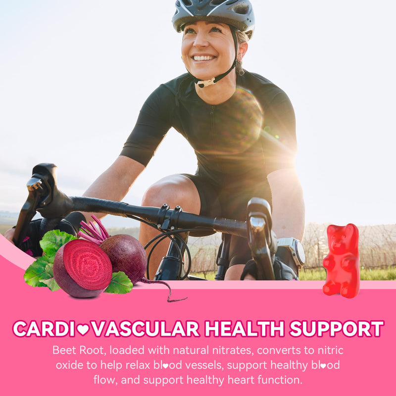 Beetroot Gummies with Grape Seed, Niacin, CoQ10, Vitamin C, B12, L-Citrulline & L-Arginine, Antioxidant Support, Sugar-Free Beet Root Supplement for Women & Men, 120 Count 30 Count (Pack of 2)