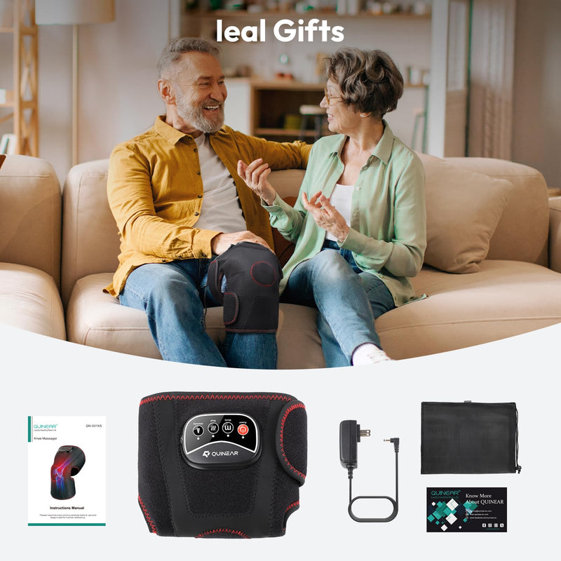QUINEAR Air Compression Knee Massager with Heat, Knee Brace Wrap for Arthritis Pain Relief, Heating Pad for Knee for Circulation and Pain Relief,3 Modes & 3 Intensities Single - BeesActive Australia