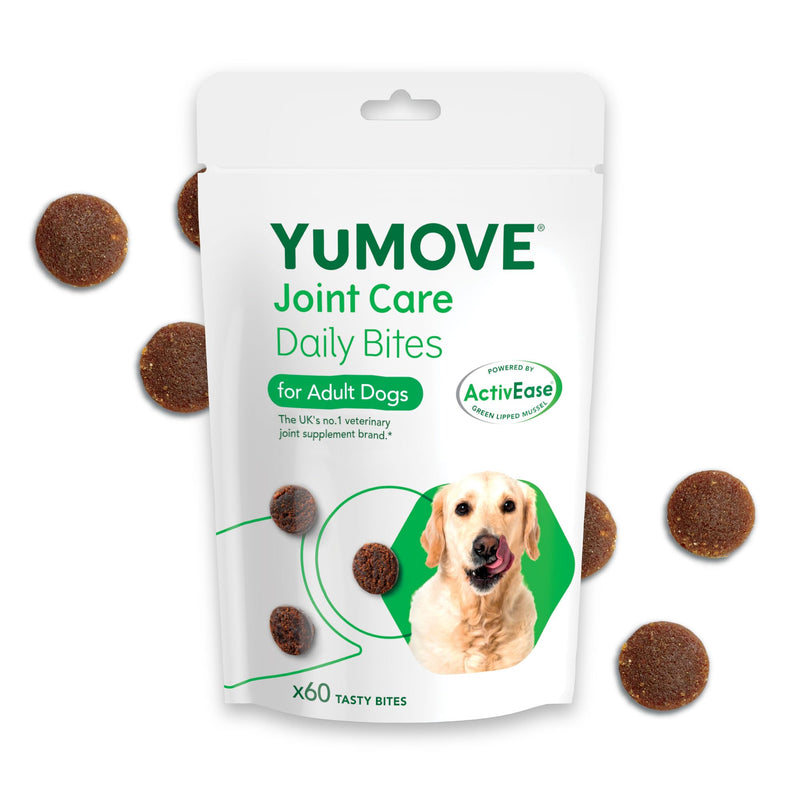 YuMOVE Joint Supplement for Dogs, Daily Bites for Joint Care, Essential Dog Hip and Joint Support for Stiff Adult Dogs with Glucosamine, Chondroitin, Green Lipped Mussel, 60 Tablets 60 Chews