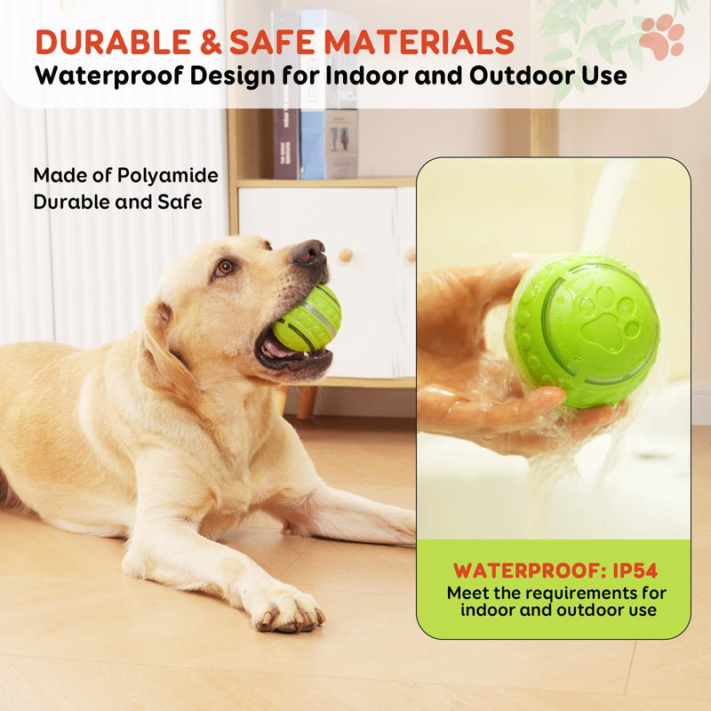 Interactive Dog Toys Dog Ball for Small & Medium Dogs, Durable Dog Toys for Aggressive Chewers, Automatic Rolling Dog Balls with Silicone Cover(Diameter 3.15 inches) - BeesActive Australia