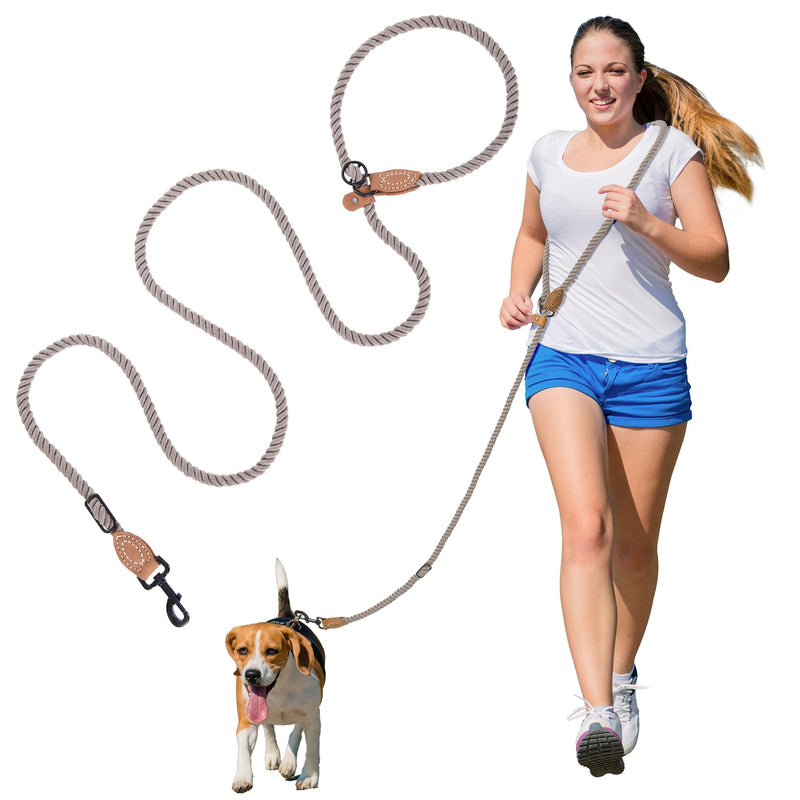Mile High Life Hands Free Dog Leash, Crossbody Waist Leash with Genuine Leather Connection, Multifunctional Adjustable Slip Lead for Dog Walking Running (Camel, 8FT) Camel 8FT Hands Free
