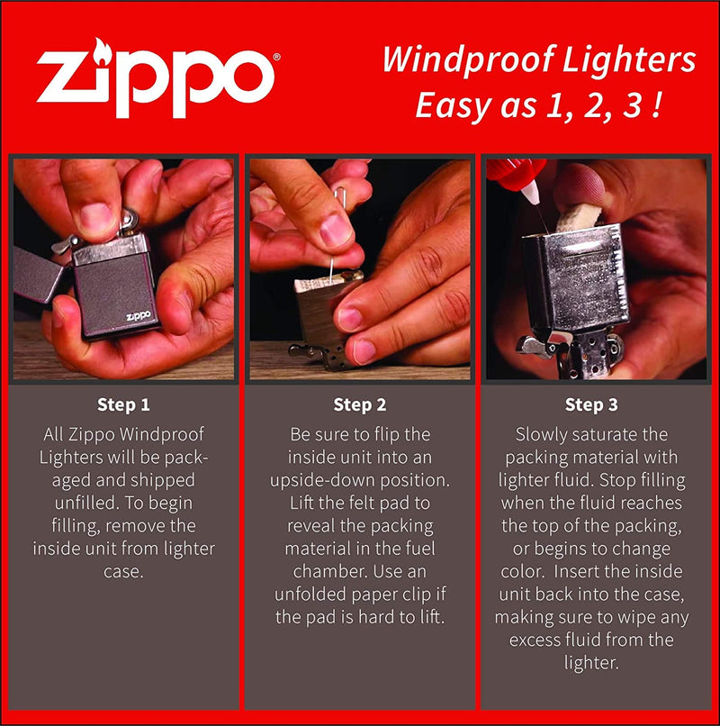 Zippo Lighter- Compass Windproof Lighter Compass Black Matte #Z5449 Compass Z5449