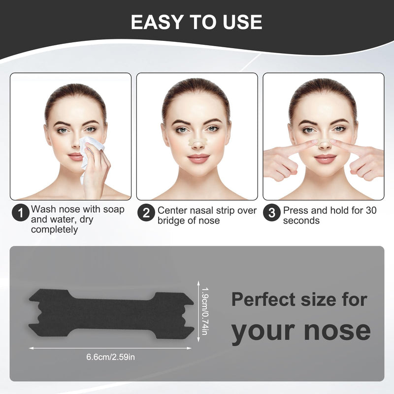 MQ 50ct Nasal Strips for Snoring Black Nose Strips for Breathing Extra Strength Snore Strips to Open Nasal Passages, Relieve Nasal Congestion Black-50
