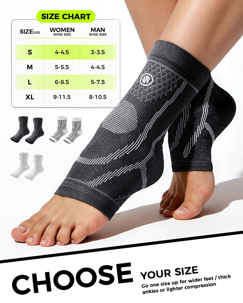3 Pairs Ankle Brace for Women & Men,[Upgraded Ultra Breathable] Plantar Fasciitis Socks,Ankle Compression Sleeve for Achilles Tendonitis Relief, Heel Pain,Foot Pain and Swelling in Ankle Support (L) Large - BeesActive Australia
