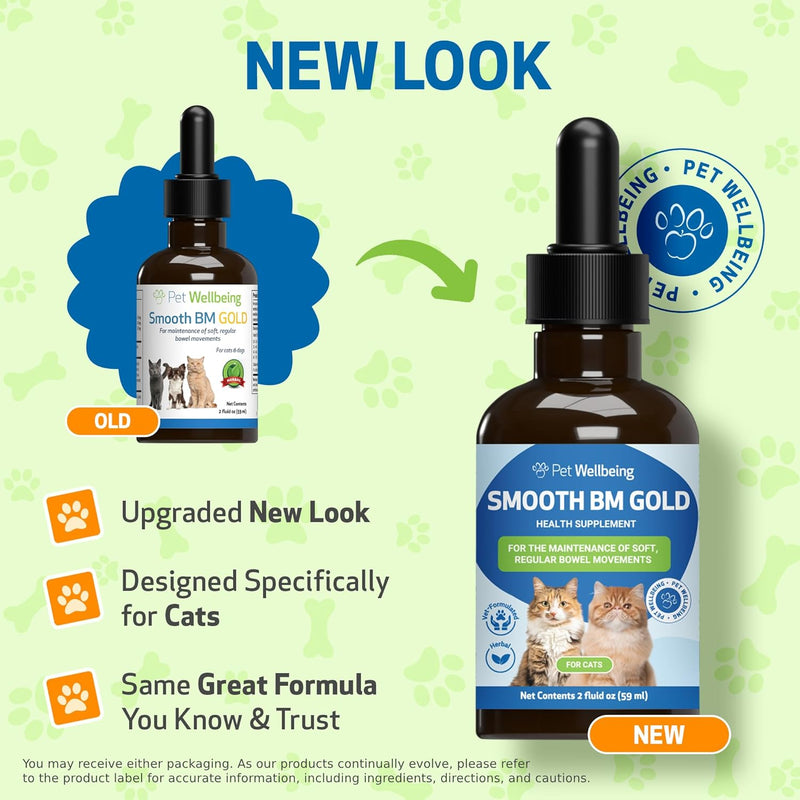 Pet Wellbeing Smooth BM Gold for Cats - Gentle Constipation Relief for Felines - Natural Herbal Supplement 2 oz (59 ml) 2oz - BeesActive Australia