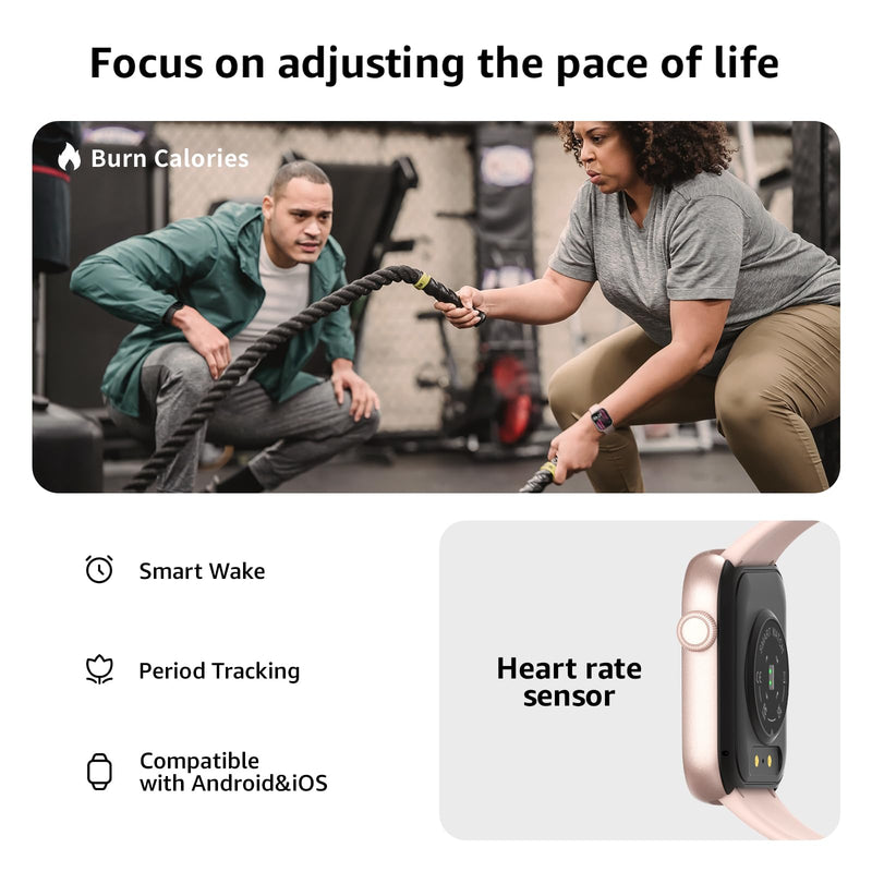 Smart Watch for Men Women Answer/Make Call, 1.85" Smartwatch, Fitness Watch with Heart Rate Blood Pressure Sleep Monitor, 140+Sports, IP68 Waterproof Step Counter Watch Compatible with Android IOS Pink - BeesActive Australia