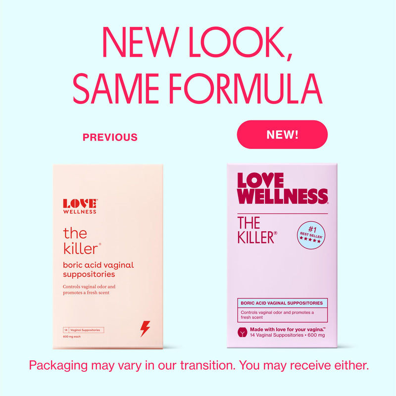 Love Wellness The Killer & Flora Power | Vaginal Suppository Duo | 2 Pack | For internal use, Vaginal Probiotic blend, Contains vitamin C, 600mg Boric Acid, Fragrance-free, NON-GMO, Paraben-free Vaginal Suppository Duo (24 counts)