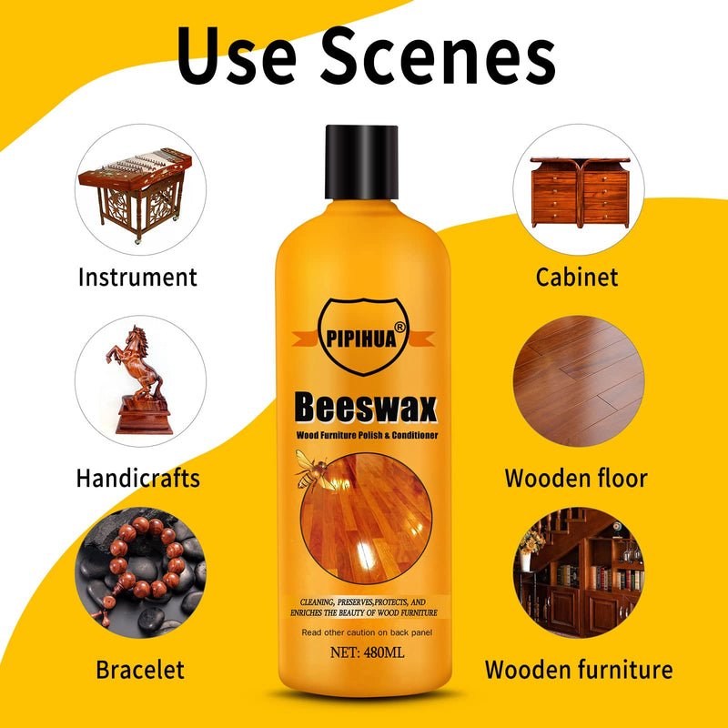 PIPIHUA Beeswax Furniture Wood Polish & Conditioner-Wood Seasoning Beeswax Oil for Wood Cleaner and Polish Furniture, 16.23 Fl Oz 16.22 Fl Oz (Pack of 1) - BeesActive Australia