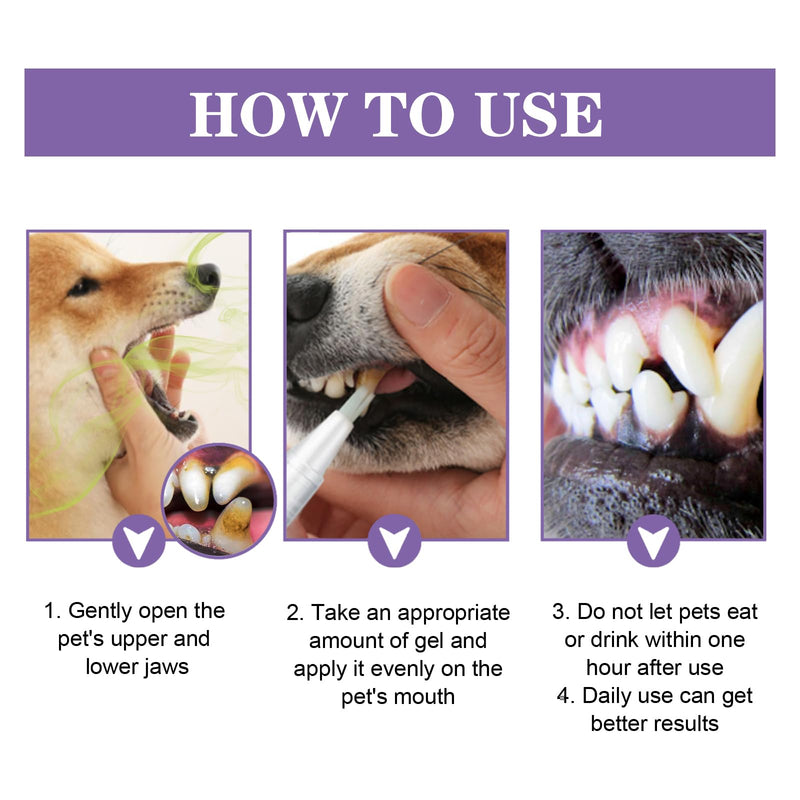 4 Piece Pet Oral Repair Gel Pen for Dogs, Pet Oral Restoration Whitening Gel Cleaning Pen for Pet Toothbrushes, Pet Dental Cleaning Pen for Oral Care of Pets