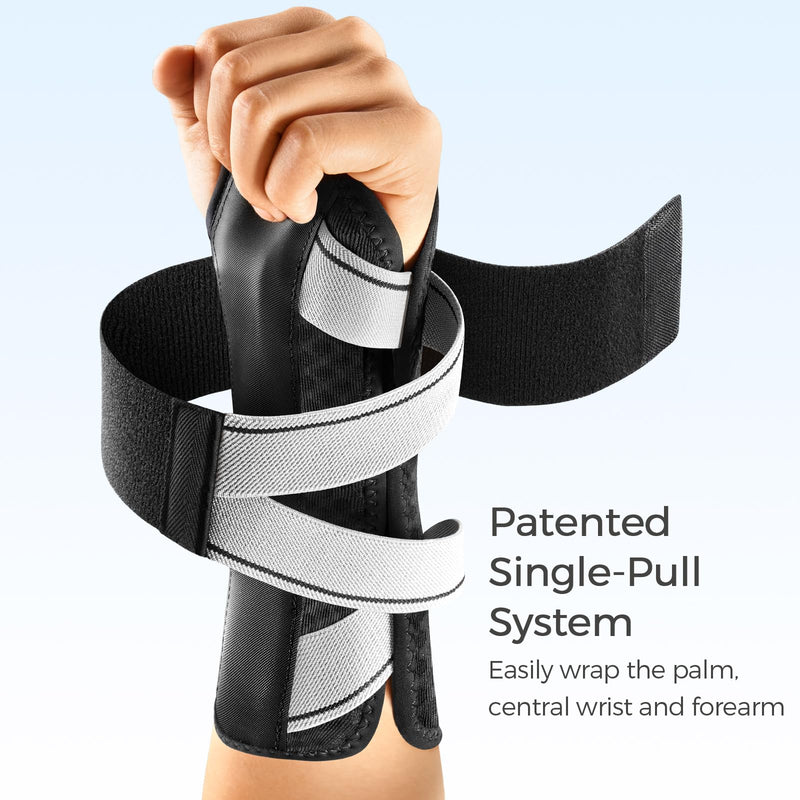 FREETOO Wrist Support Brace Left Hand for Tendonitis, Sprained Wrist, Strain, Pain Relief Wrist Splint for Carpal Tunnel, Arthritis, Wrist Immobilizer Fit Women and Men for Sleeping (S/M, Black/Grey) Left-Gray/Black S/M