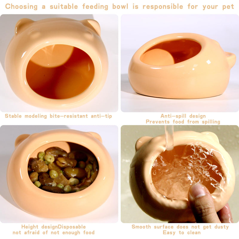 Ceramic Small Pet Hamster Food Bowl Guinea Pig Food Bowl Hamster Water Bowl Ferret Chinchillas Squirrels Hedgehog Accessories Reptiles Hamster Accessories for Cages（Orange） Orange - BeesActive Australia