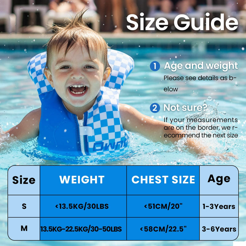 Owntop Toddler Swim Vest Kids Float Jacket Swimming Aid for Children 20-30-40-50 lbs with Adjustable Safety Straps Age 1-6 Years Blue Plaid Medium - BeesActive Australia
