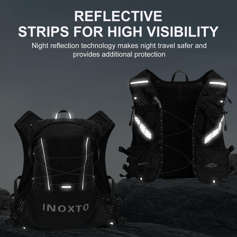 Running Hydration Vest Backpack, Lightweight Water Backpack with 1.6L Water Bladder Daypack for Women Men,Adjustable Running Vest Pack for Trail Running Hiking Cycling Race Marathon Black