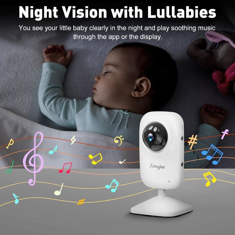 Upgrade Video Baby Monitor with 2 Cameras and Audio 2.8" Screen, Night Vision, APP, 2 Way Talk, 1200ft Long Range, Feeding Clock, Temperature Detection, Portable Wireless Baby Cam Home Use - BeesActive Australia