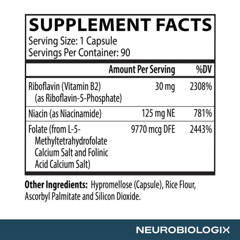 Neurobiologix Methyl Folate Plus, L-5 Methylfolate, 90 Capsules | Folinic Acid & B Vitamins, Brain & Heart Function, for Men & Women, Gluten-Free