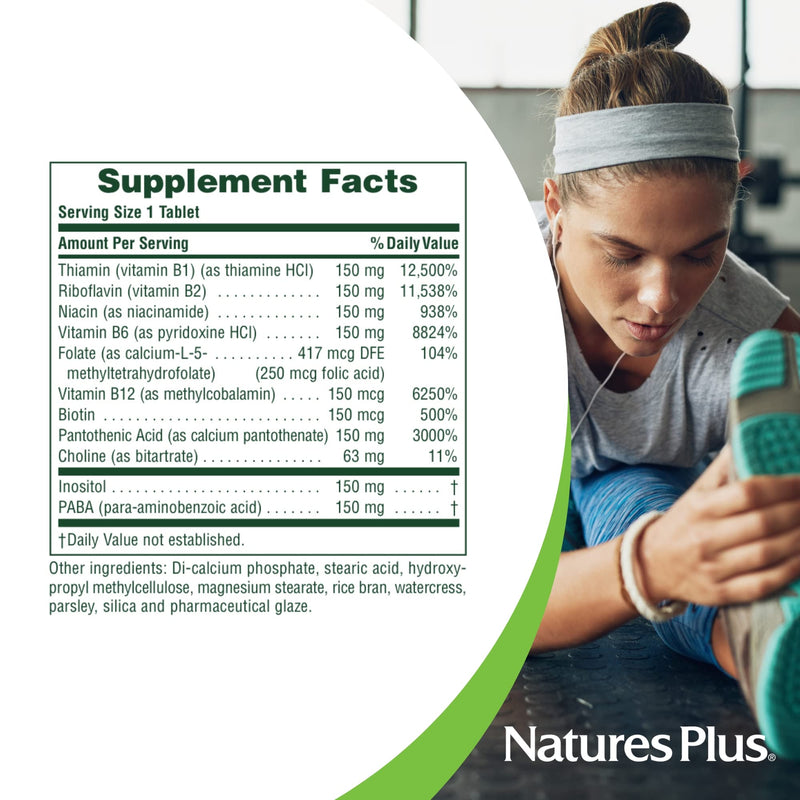 NaturesPlus Mega B-150 Complex - 60 Sustained Release Vegetarian Tablets - Maximum Potency B Complex Vitamin Supplement - Energy & Brain Booster - Gluten Free - 60 Servings 60 Count (Pack of 1)