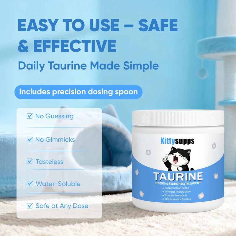 KittySupps Taurine Supplement for Cats, Kitty Supps Taurine Powder, Supports Heart & Eye Health, Boost Energy & Vitality, Mix in Food, Grain-Free Formula, 200 Grams