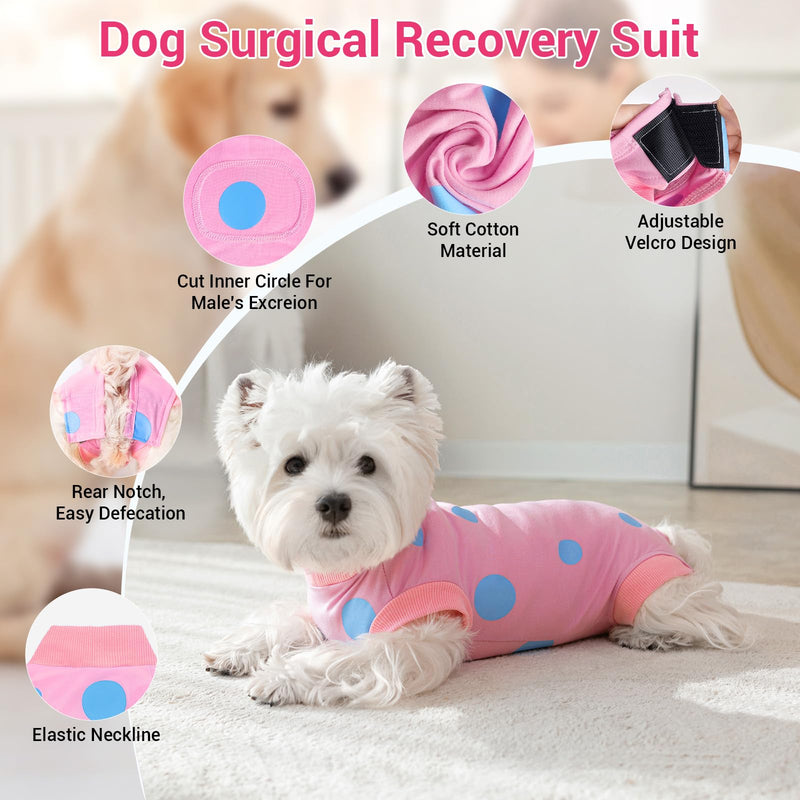 Lyneun Soft Dog Bodysuit After Surgery, Dog Bodysuit After Castration Male Female Dog, Adjustable Bodysuit Dog After Surgery, Breathable Surgery Bodysuit Dog for Hair Loss, Allergies, Anti-Licking, Wound Protection (Pink, L) Pink - BeesActive Australia