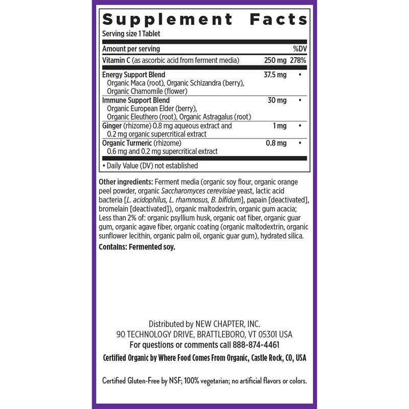 New Chapter Vitamin C Immune Defense Supplement, 90 Count | Excellent Source of Vitamin C for Healthy Immune Support, Made with Organic Elderberry, Non-GMO and Gluten Free 90 Count (Pack of 1)