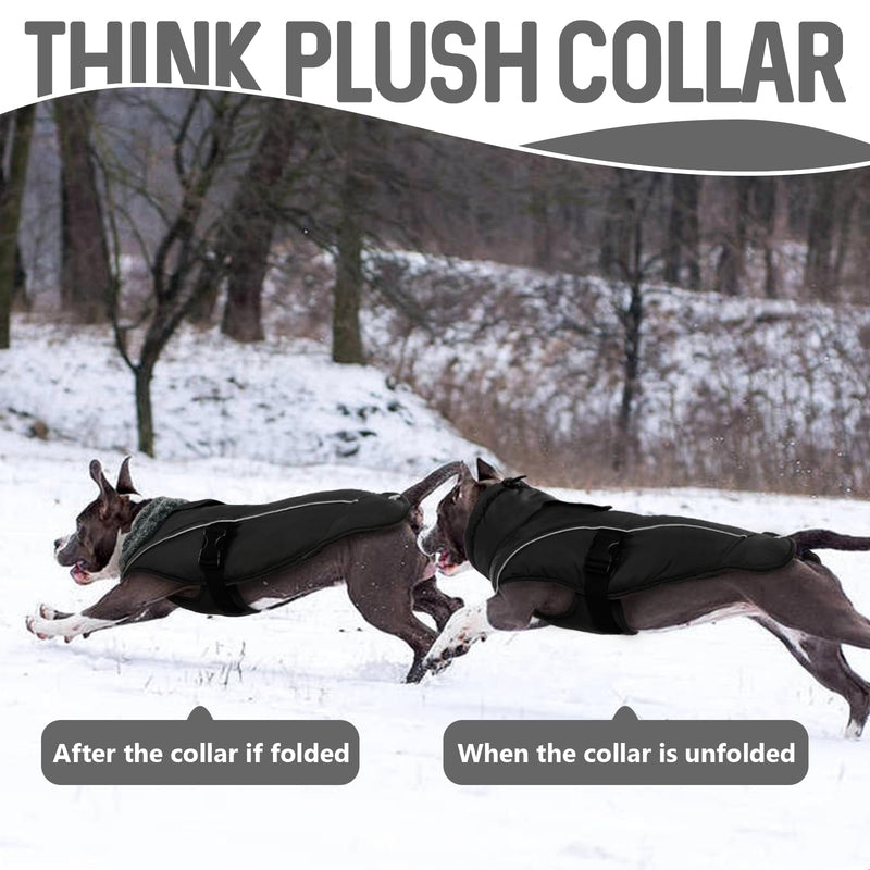 DENTRUN Dog Cold Weather Coats Winter Warm Dog Coat Windproof Cozy Dog Jacket Thick Fleece Vest Water Repellent Apparel with Harness/Leash Hole & Reflective for Outdoor Small Medium Large Dogs XX-Large Black - BeesActive Australia