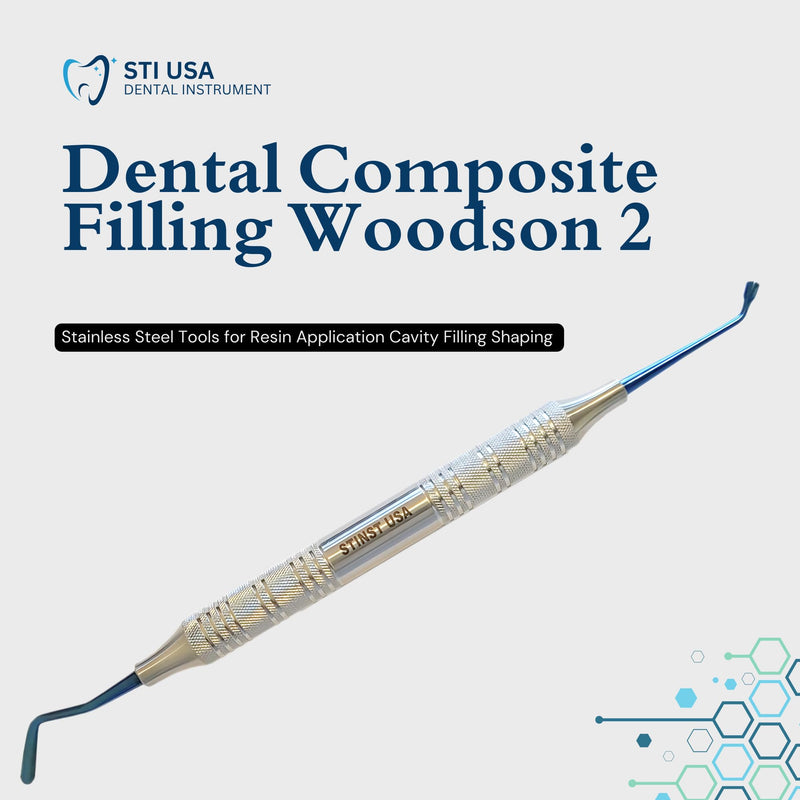 Dental Composite Filling Woodson 2 – Stainless Steel Tools for Resin Application Cavity Filling Shaping – Autoclavable Dental Instruments for Dentists and Students Plugger and Paddle Handle 9