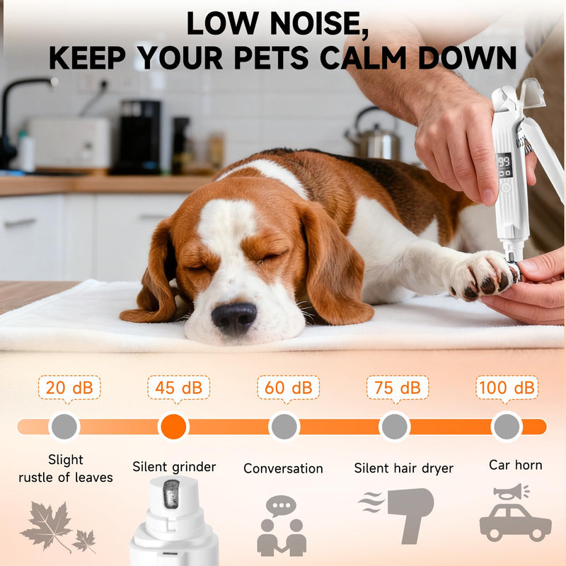 2 in 1 Dog Nail Clippers Electric Grinder Dogs Cats Trimmers Claw Nail Care Tool Cordless Rechargeable Pets Nail Trimmer with LED Lights Low Noise Pet Electric Grinder Storage Bag Include - BeesActive Australia