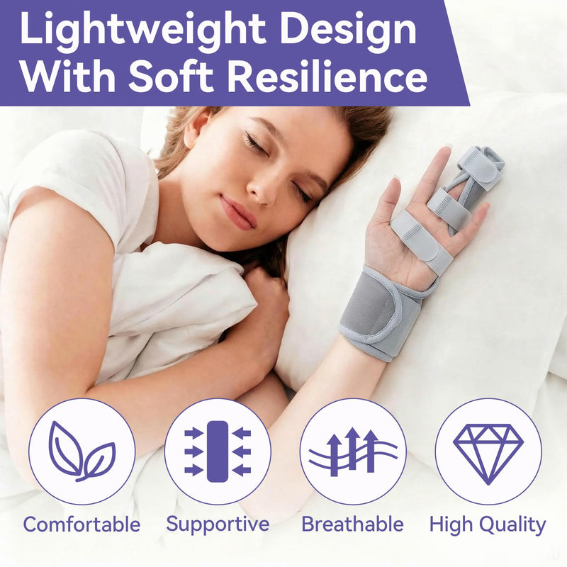 Double Trigger Finger Splint, Aluminum Finger Brace Joint Stabilizer, Adjustable Composite Fabric Hand Brace with Finger Support for Broken Fingers, Sprains, Mallet Injury, Arthritis