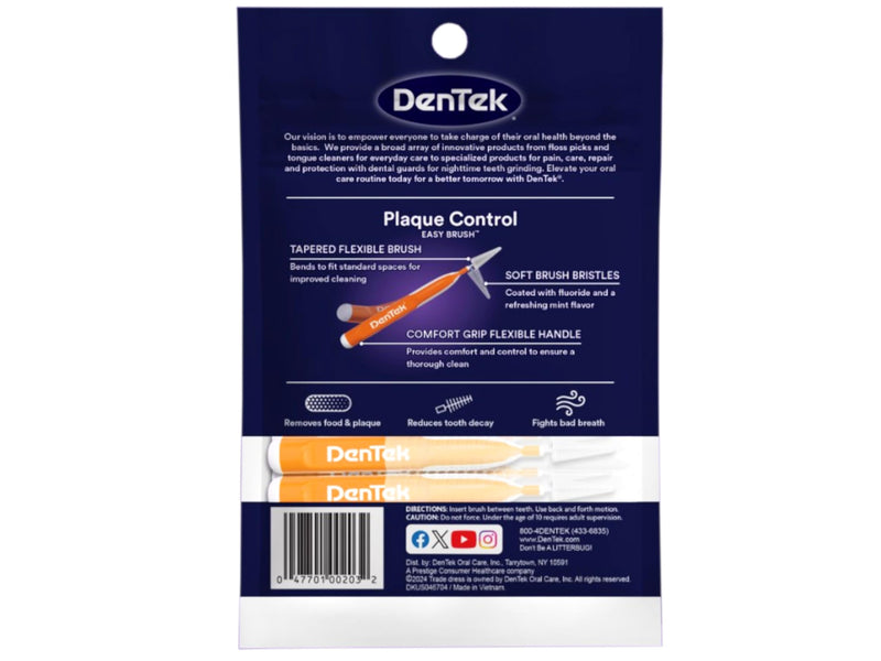 DenTek Easy Brush Interdental Cleaners, Standard Between Teeth Brushes, Plaque Control, Dental Picks for Oral Care, Flexible Brush, 16 Count (Pack of 6) 16 Count (Pack of 6)